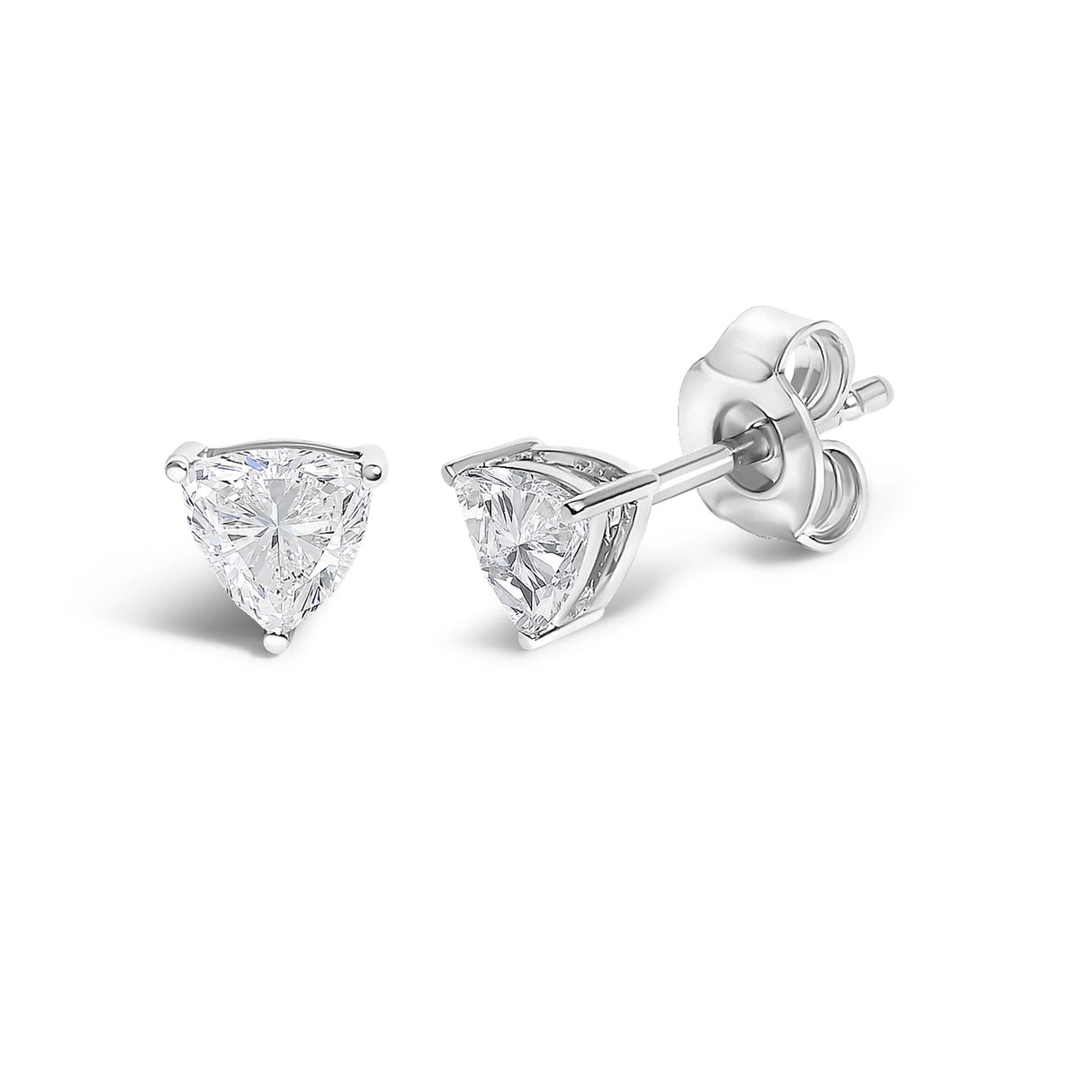 14K Gold Lab Grown Trillion Cut Solitaire Diamond Stud Earrings