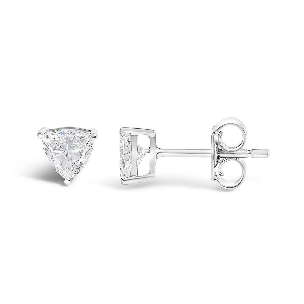 14K Gold Lab Grown Trillion Cut Solitaire Diamond Stud Earrings
