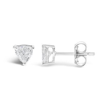 14K Gold Lab Grown Trillion Cut Solitaire Diamond Stud Earrings
