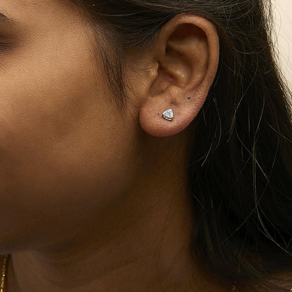 14K Gold Lab Grown Trillion Cut Solitaire Diamond Stud Earrings