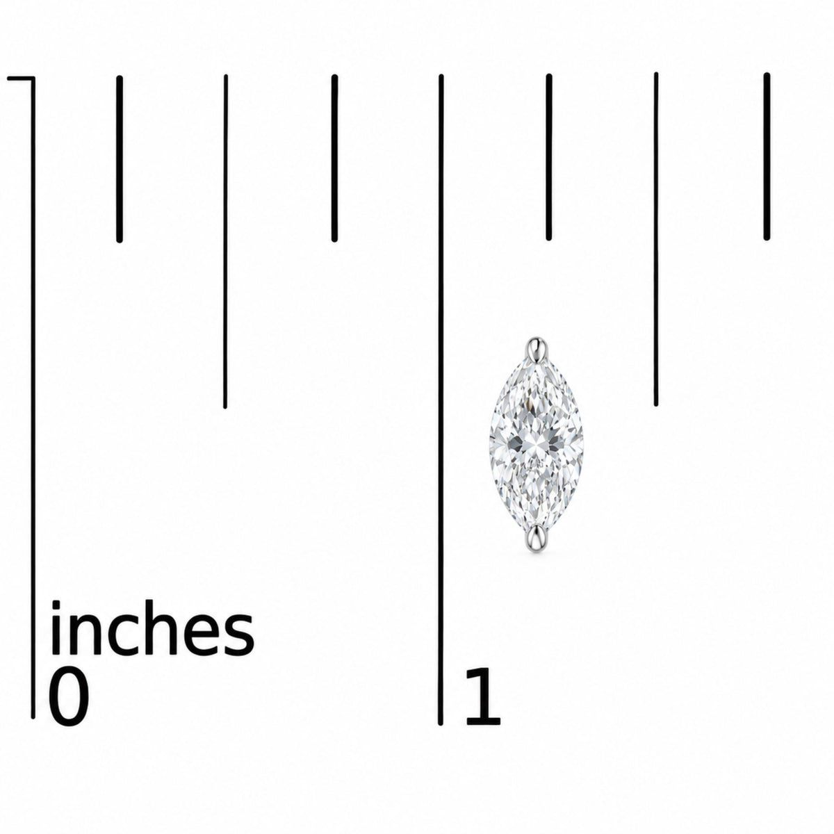 14K Gold Lab Grown Marquise Diamond Solitaire Stud Earrings