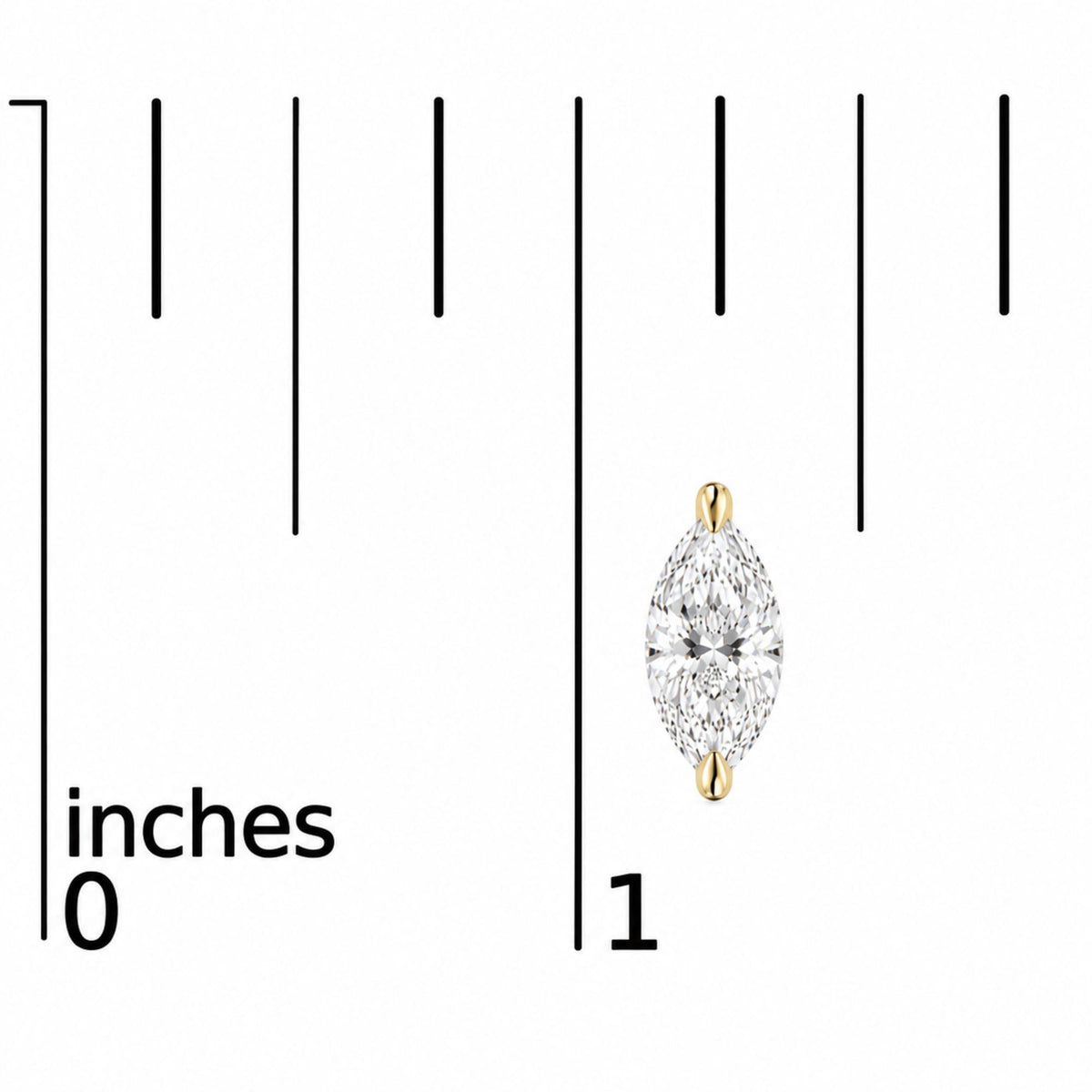 14K Gold Lab Grown Marquise Diamond Solitaire Stud Earrings