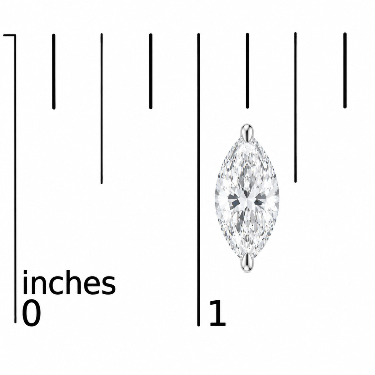 14K Gold Lab Grown Marquise Diamond Solitaire Stud Earrings