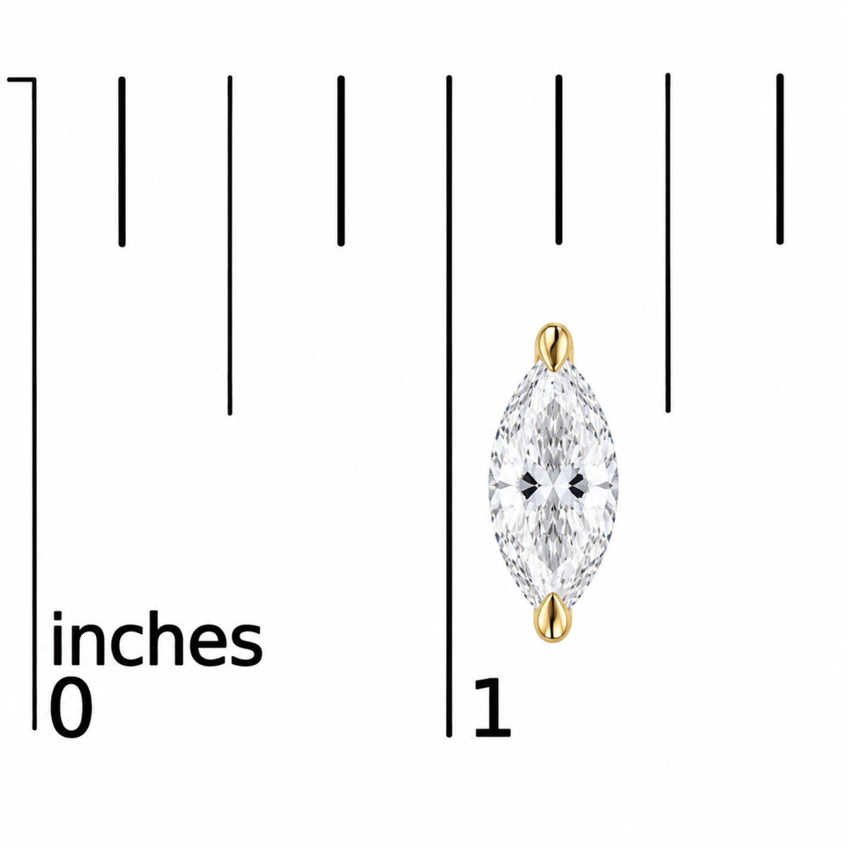 14K Gold Lab Grown Marquise Diamond Solitaire Stud Earrings
