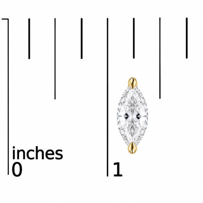 14K Gold Lab Grown Marquise Diamond Solitaire Stud Earrings