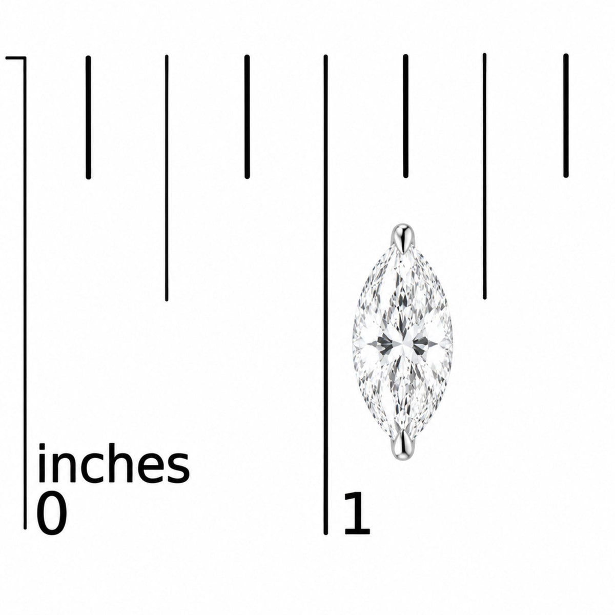 14K Gold Lab Grown Marquise Diamond Solitaire Stud Earrings