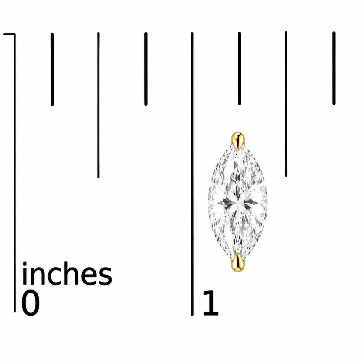 14K Gold Lab Grown Marquise Diamond Solitaire Stud Earrings