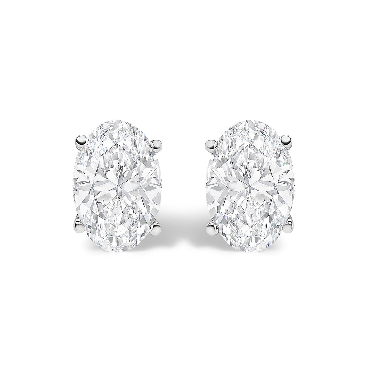14K Gold Lab Grown Oval Solitaire Diamond Stud Earrings