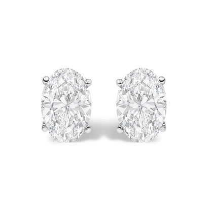 14K Gold Lab Grown Oval Solitaire Diamond Stud Earrings
