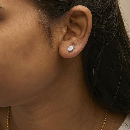 14K Gold Lab Grown Oval Solitaire Diamond Stud Earrings