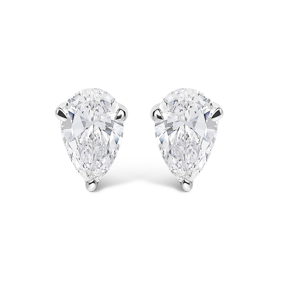 14K Gold Lab Grown Pear Shaped Solitaire Diamond Stud Earrings