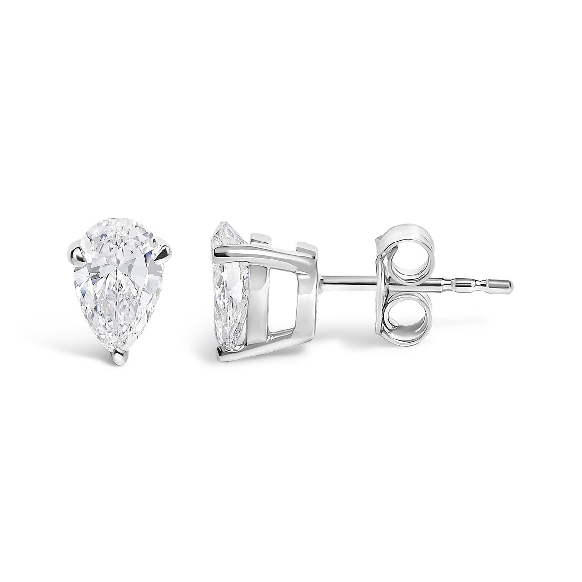 14K Gold Lab Grown Pear Shaped Solitaire Diamond Stud Earrings