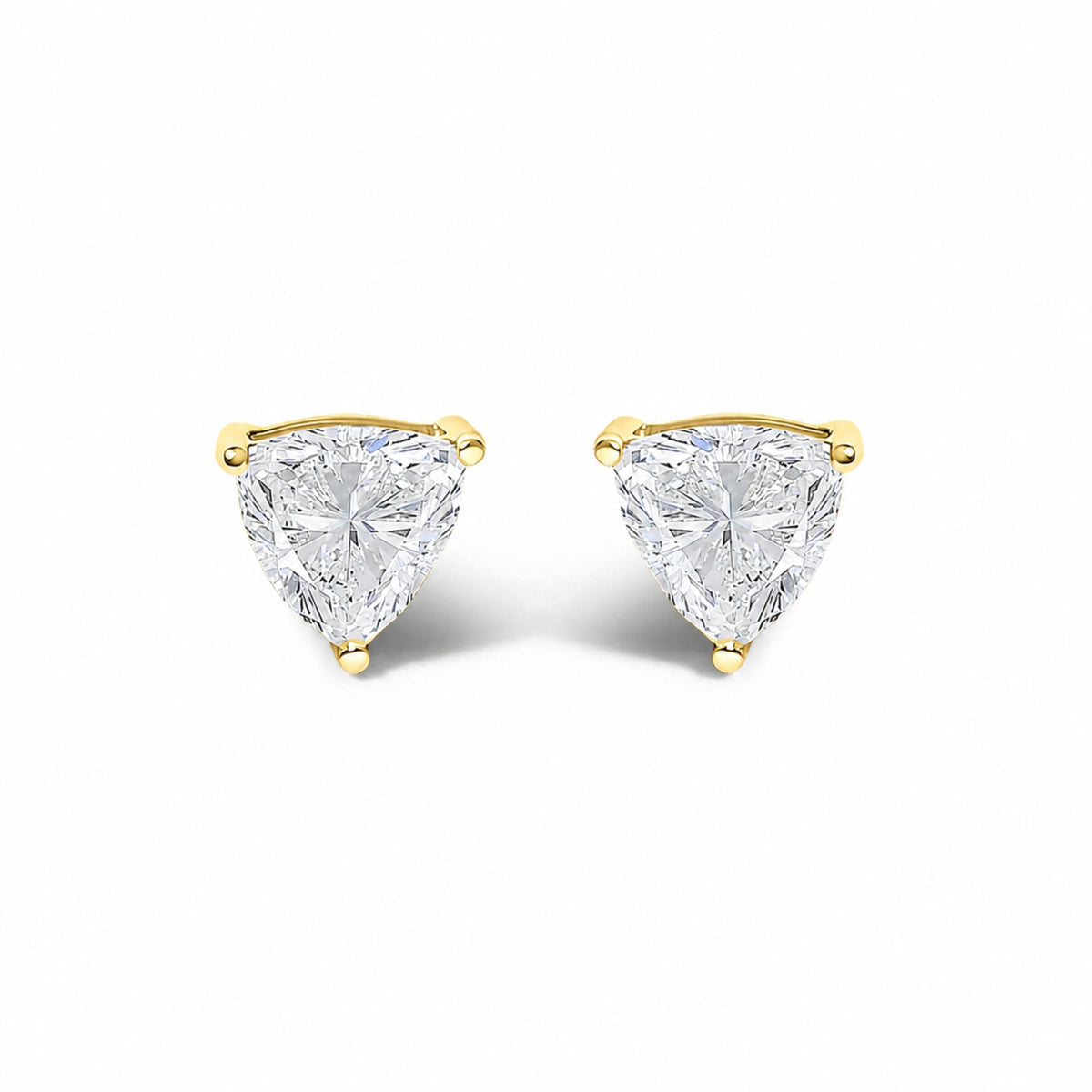 14K Gold Lab Grown Trillion Cut Solitaire Diamond Stud Earrings