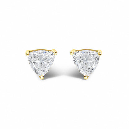 14K Gold Lab Grown Trillion Cut Solitaire Diamond Stud Earrings