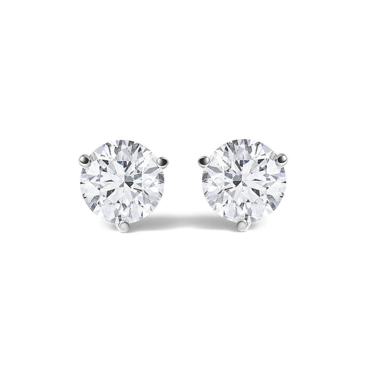 14K Gold Lab Grown Diamond Martini Set Round Solitaire Stud Earrings
