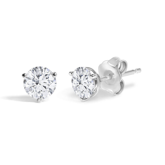 14K Gold Lab Grown Diamond Martini Set Round Solitaire Stud Earrings