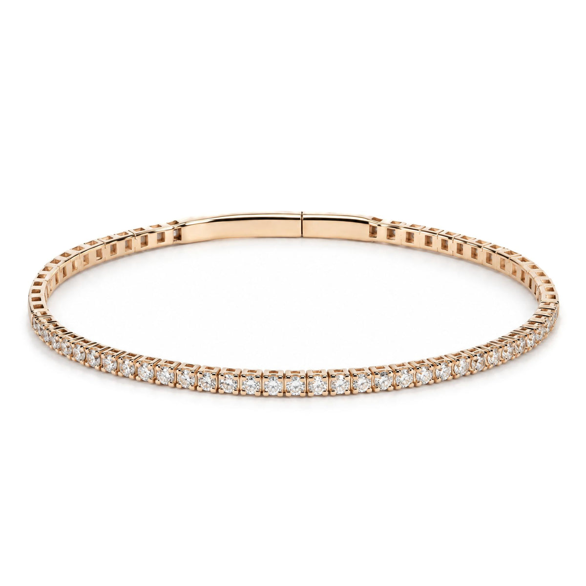 14K Gold 1.0 Cttw Lab-Grown Diamond Semi Eternity Flexible Bangle Bracelet