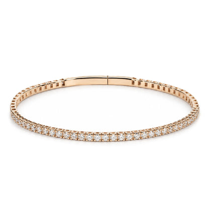 14K Gold 1.0 Cttw Lab-Grown Diamond Semi Eternity Flexible Bangle Bracelet