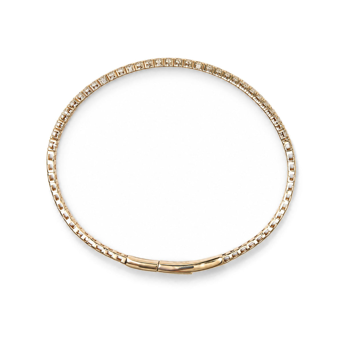14K Gold 1.0 Cttw Lab-Grown Diamond Semi Eternity Flexible Bangle Bracelet