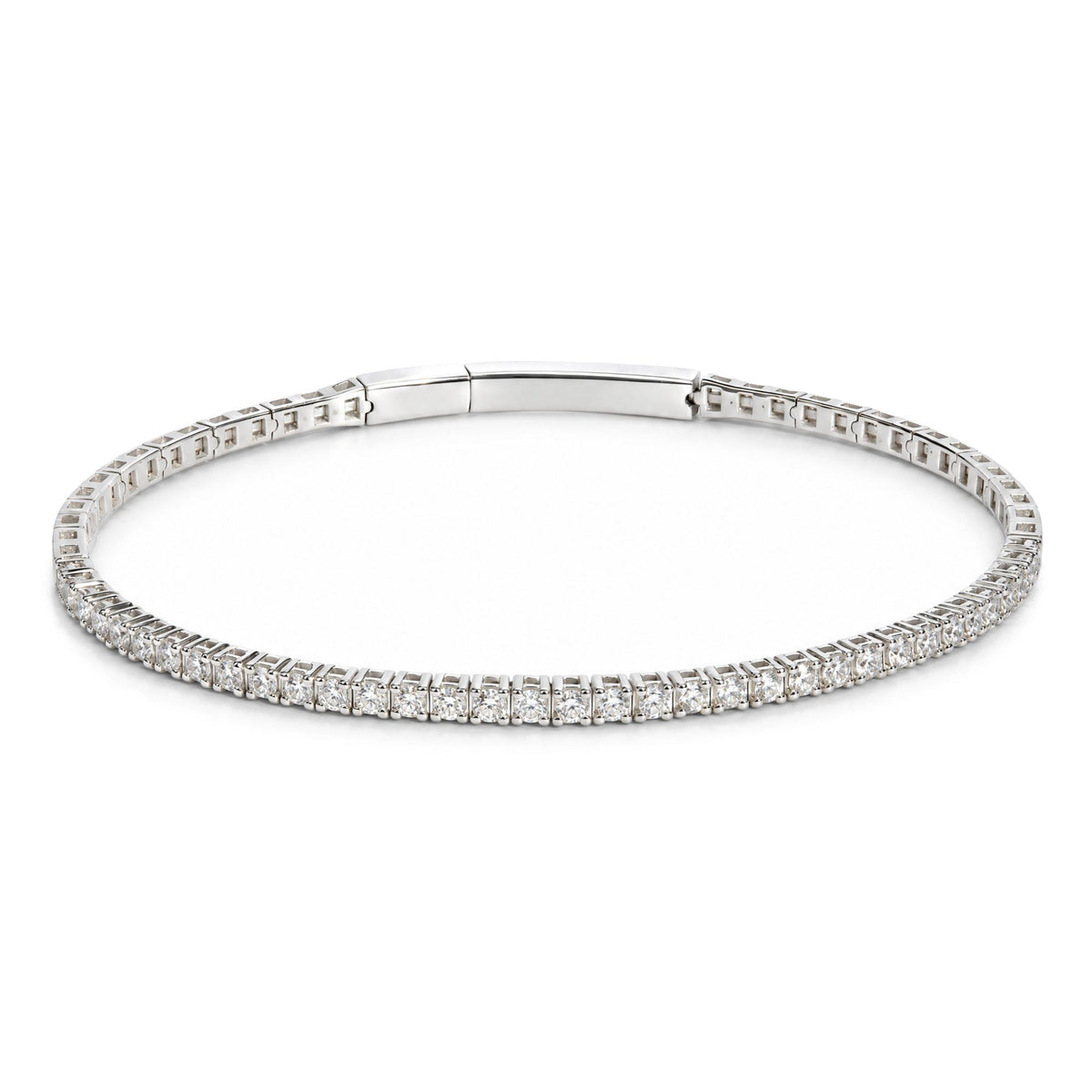 14K Gold 1.0 Cttw Lab-Grown Diamond Semi Eternity Flexible Bangle Bracelet