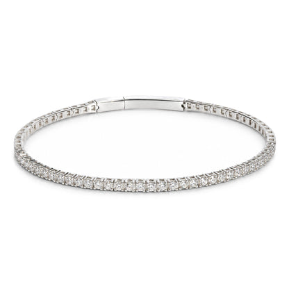 14K Gold 1.0 Cttw Lab-Grown Diamond Semi Eternity Flexible Bangle Bracelet