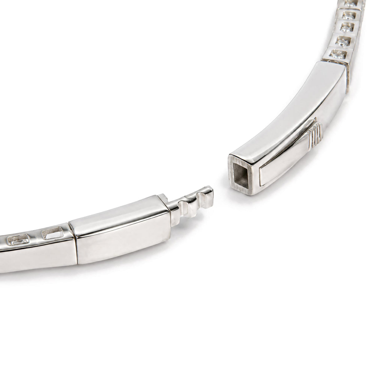 14K Gold 1.0 Cttw Lab-Grown Diamond Semi Eternity Flexible Bangle Bracelet