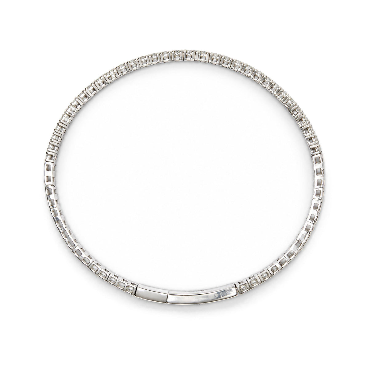 14K Gold 1.0 Cttw Lab-Grown Diamond Semi Eternity Flexible Bangle Bracelet