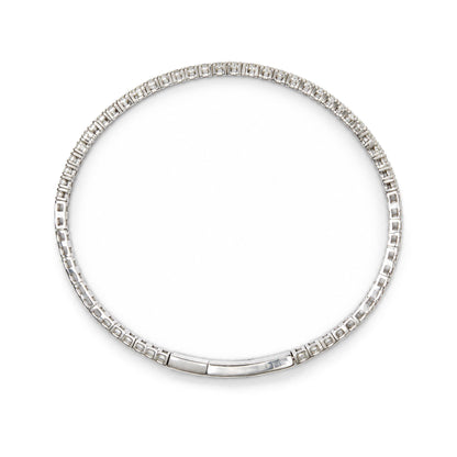 14K Gold 1.0 Cttw Lab-Grown Diamond Semi Eternity Flexible Bangle Bracelet