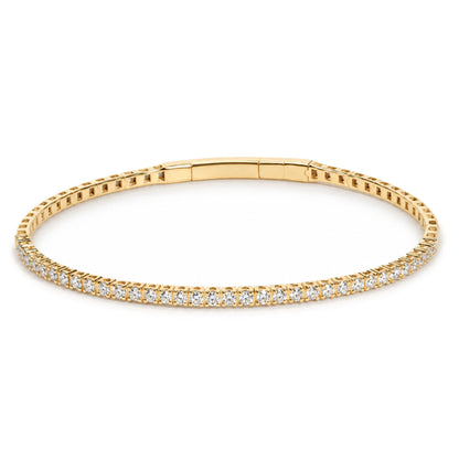 14K Gold 1.0 Cttw Lab-Grown Diamond Semi Eternity Flexible Bangle Bracelet