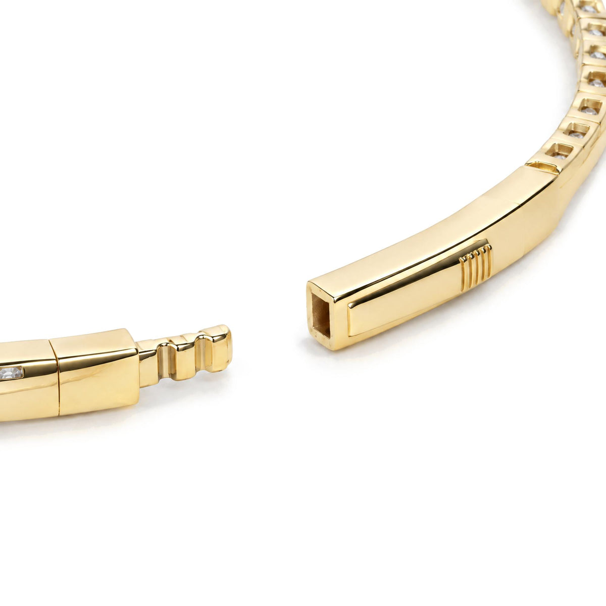 14K Gold 1.0 Cttw Lab-Grown Diamond Semi Eternity Flexible Bangle Bracelet