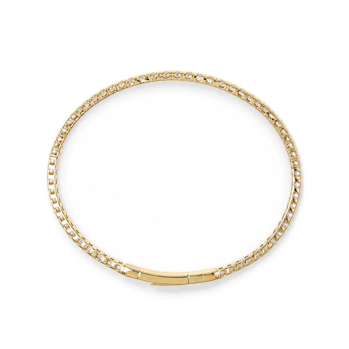 14K Gold 1.0 Cttw Lab-Grown Diamond Semi Eternity Flexible Bangle Bracelet