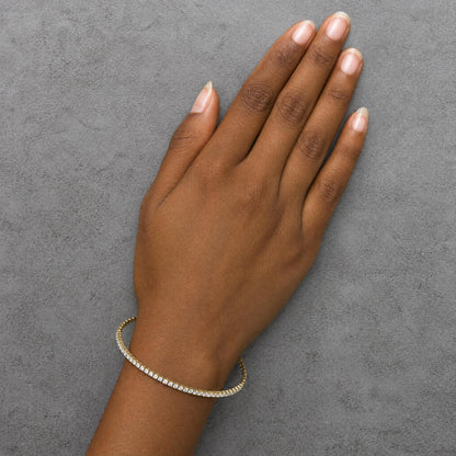 14K Gold 1.0 Cttw Lab-Grown Diamond Semi Eternity Flexible Bangle Bracelet