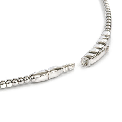 14K Gold 1/2 Cttw Lab Grown Diamond Station Beaded Flexible Bangle Bracelet