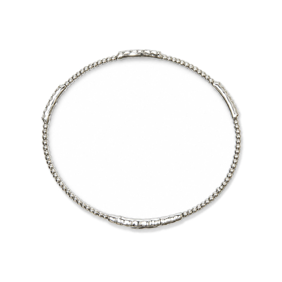 14K Gold 1/2 Cttw Lab Grown Diamond Station Beaded Flexible Bangle Bracelet