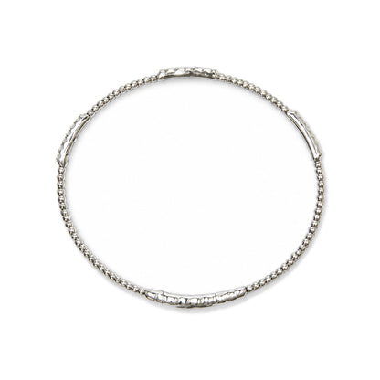 14K Gold 1/2 Cttw Lab Grown Diamond Station Beaded Flexible Bangle Bracelet