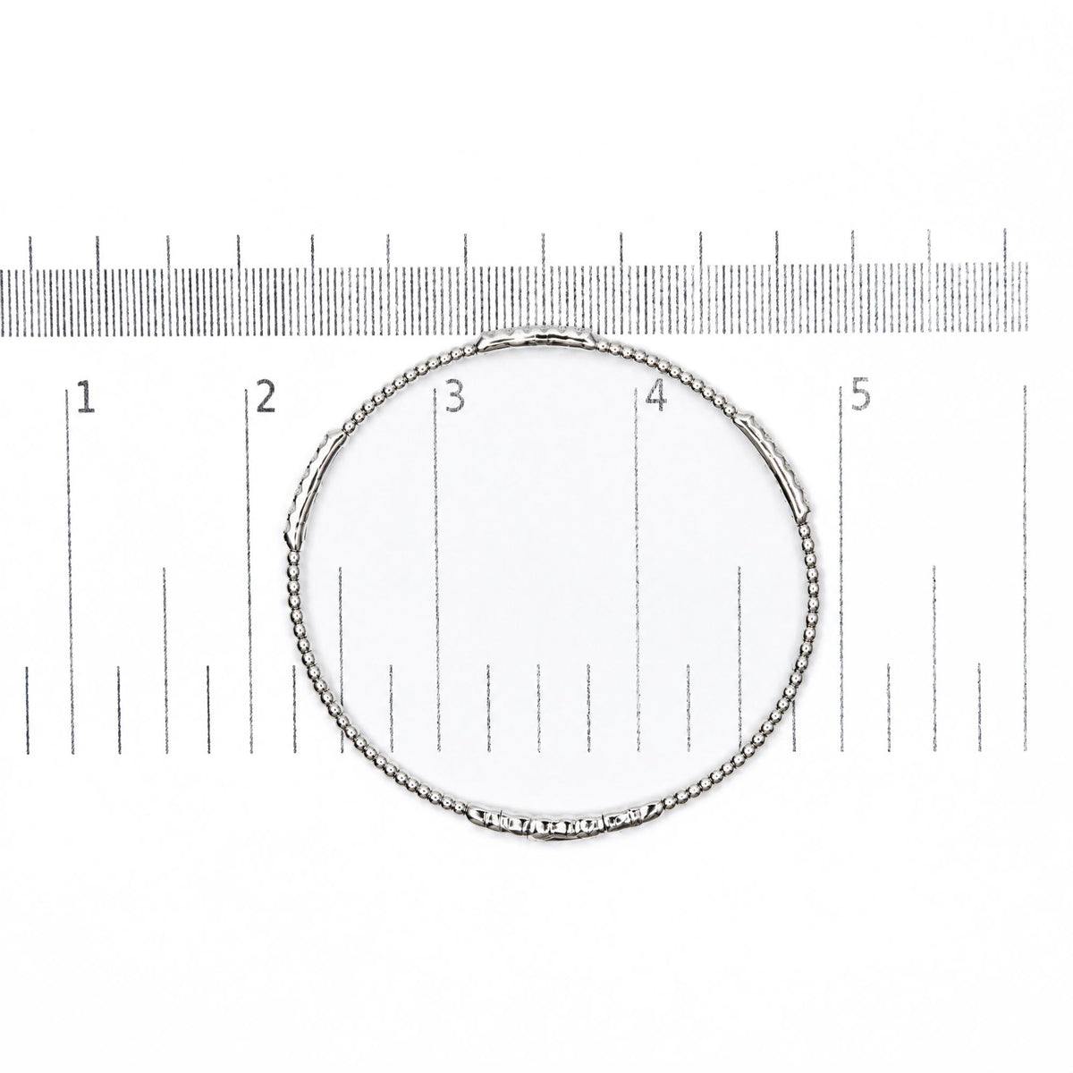 14K Gold 1/2 Cttw Lab Grown Diamond Station Beaded Flexible Bangle Bracelet