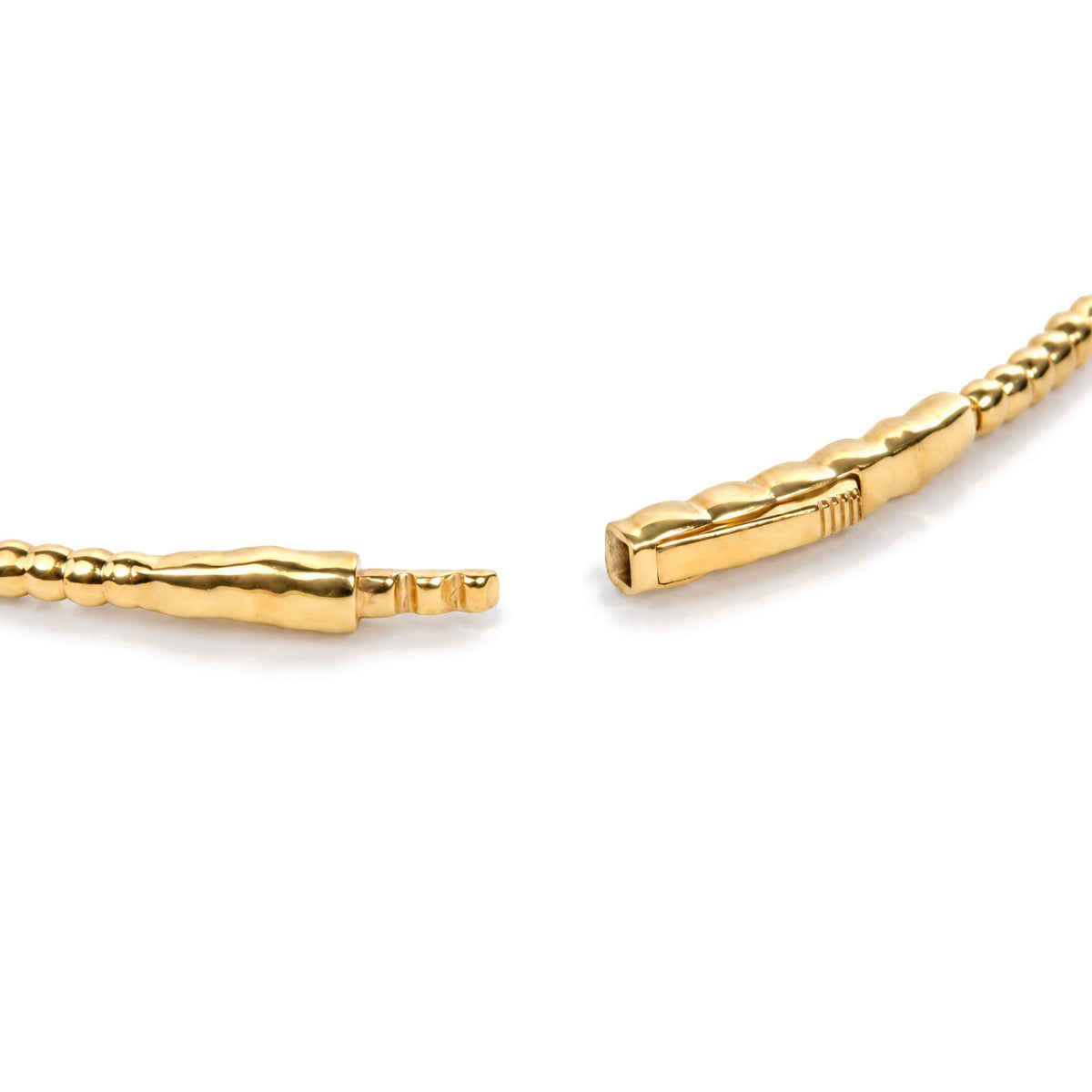 14K Gold 1/2 Cttw Lab Grown Diamond Station Beaded Flexible Bangle Bracelet