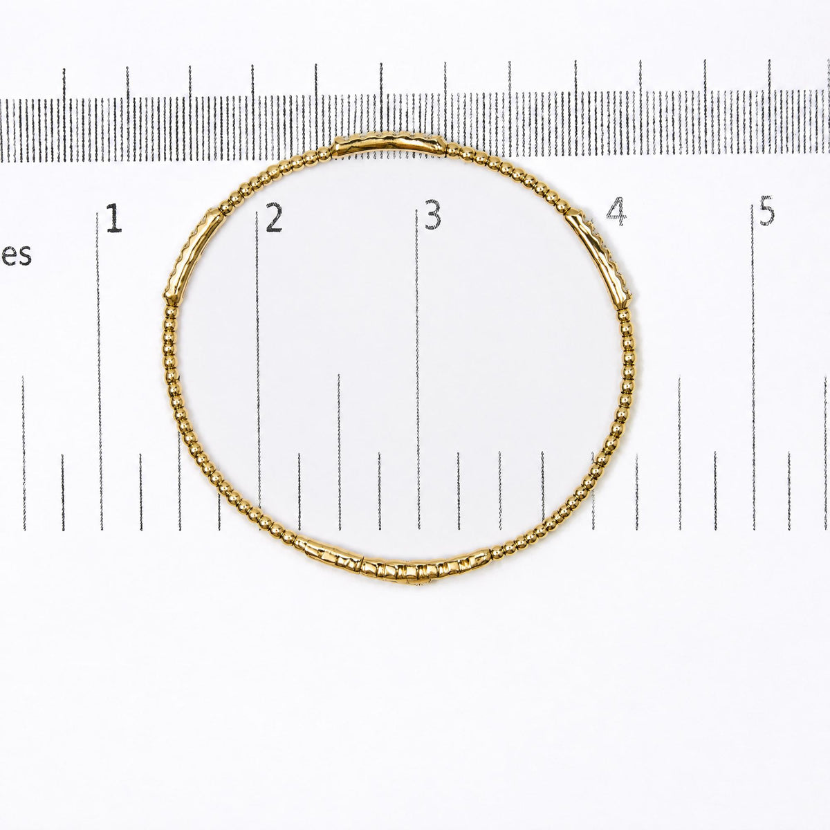 14K Gold 1/2 Cttw Lab Grown Diamond Station Beaded Flexible Bangle Bracelet