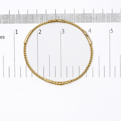14K Gold 1/2 Cttw Lab Grown Diamond Station Beaded Flexible Bangle Bracelet