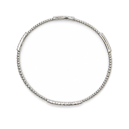 14K Gold 1/2 Cttw Diamond Station Beaded Flexible Bangle Bracelet
