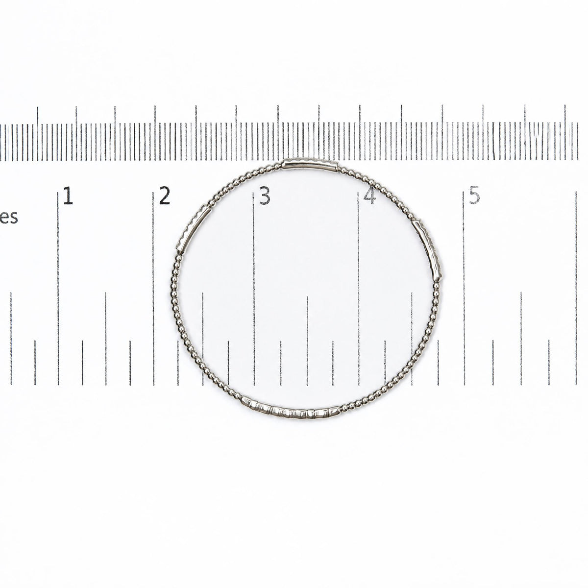 14K Gold 1/2 Cttw Diamond Station Beaded Flexible Bangle Bracelet