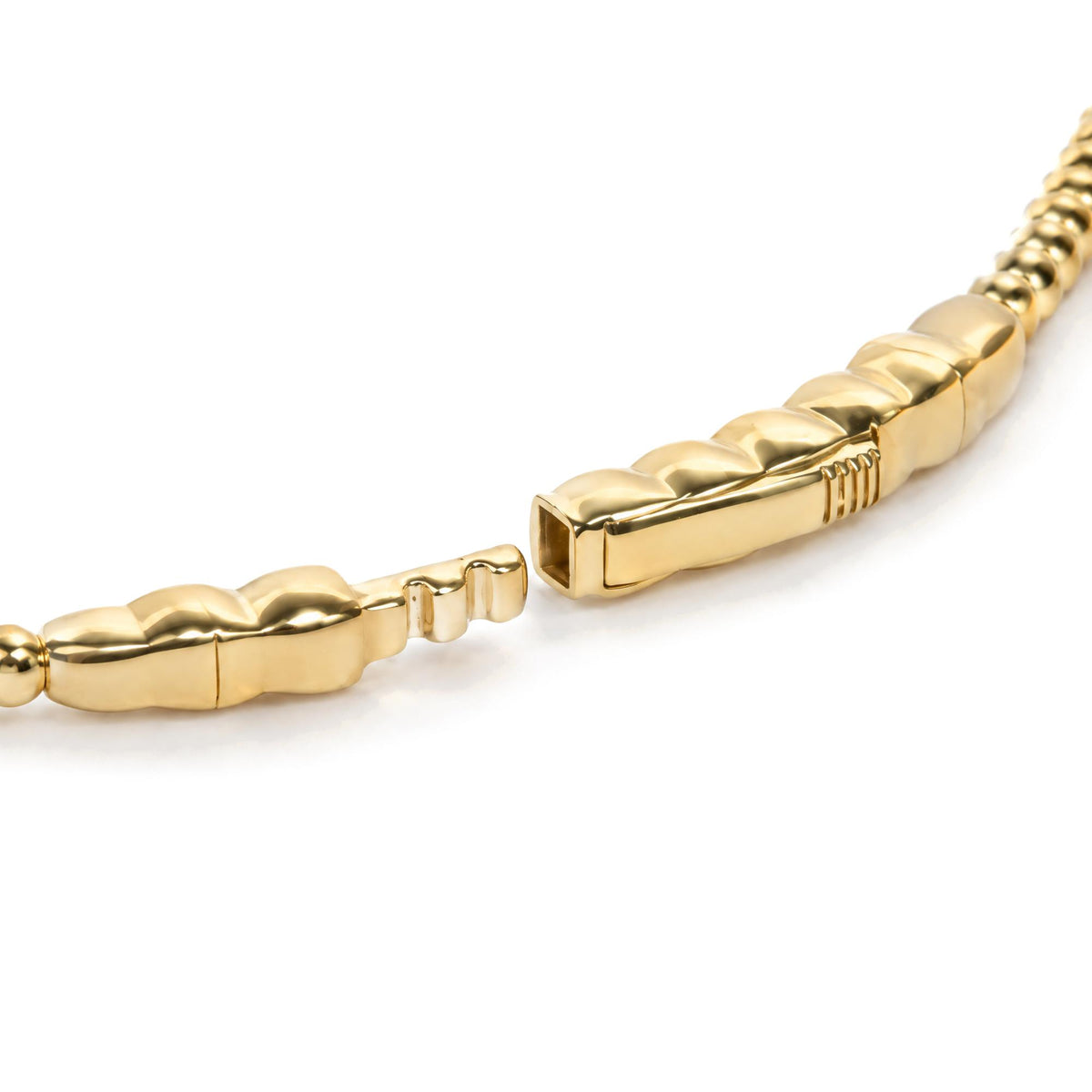 14K Gold 1/2 Cttw Diamond Station Beaded Flexible Bangle Bracelet