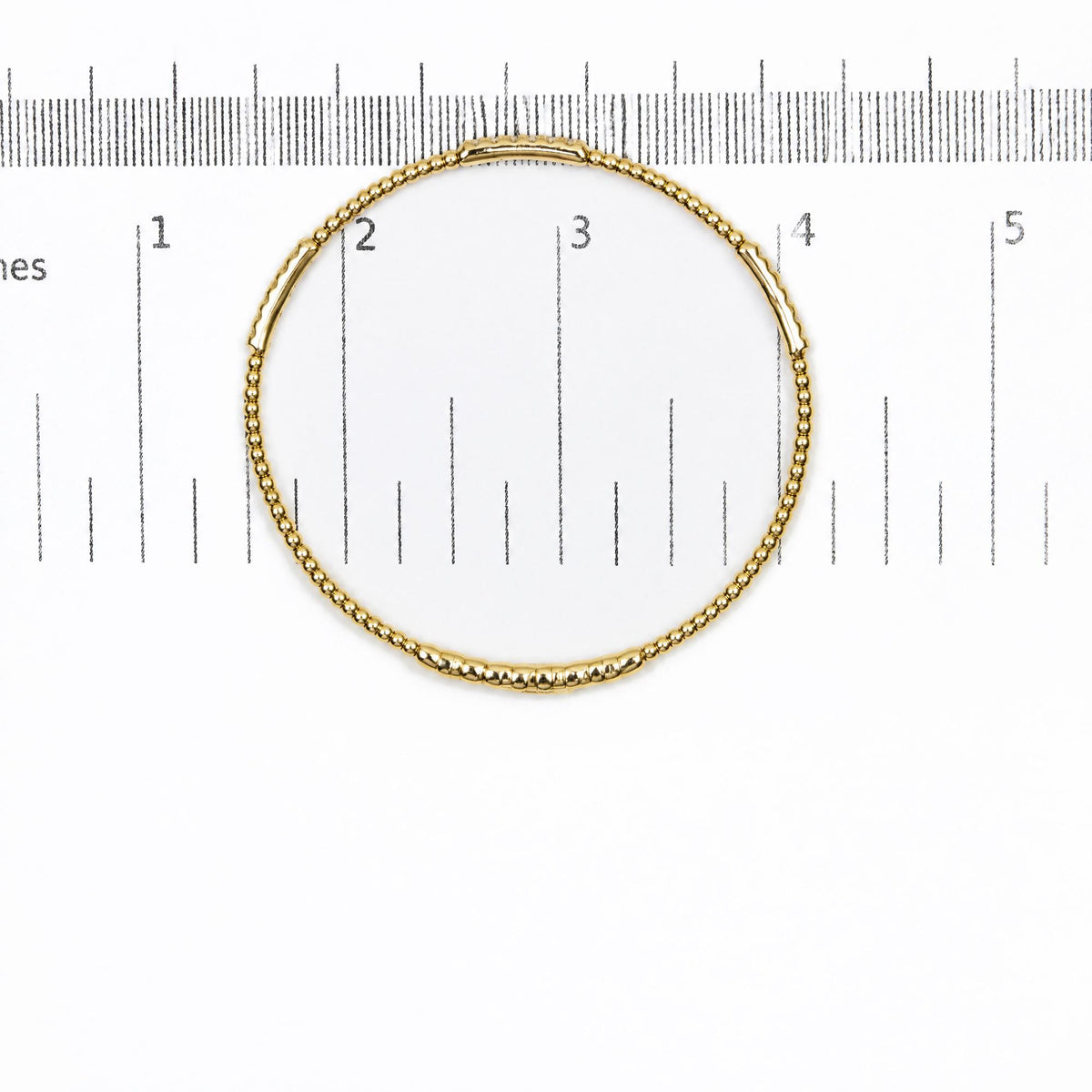 14K Gold 1/2 Cttw Diamond Station Beaded Flexible Bangle Bracelet
