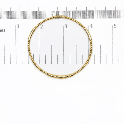 14K Gold 1/2 Cttw Diamond Station Beaded Flexible Bangle Bracelet
