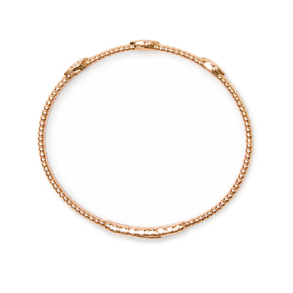 14K Gold 1/6 Cttw Lab-Grown Diamond Marquise Station Beaded Flexible Bangle Bracelet