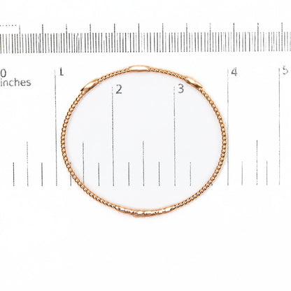 14K Gold 1/6 Cttw Lab-Grown Diamond Marquise Station Beaded Flexible Bangle Bracelet