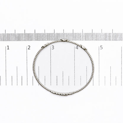 14K Gold 1/6 Cttw Lab-Grown Diamond Marquise Station Beaded Flexible Bangle Bracelet