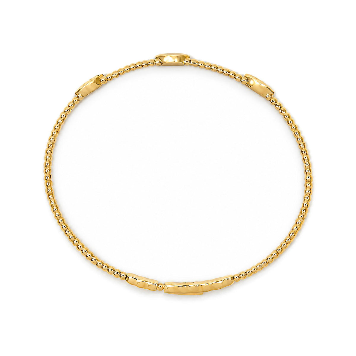 14K Gold 1/6 Cttw Lab-Grown Diamond Marquise Station Beaded Flexible Bangle Bracelet