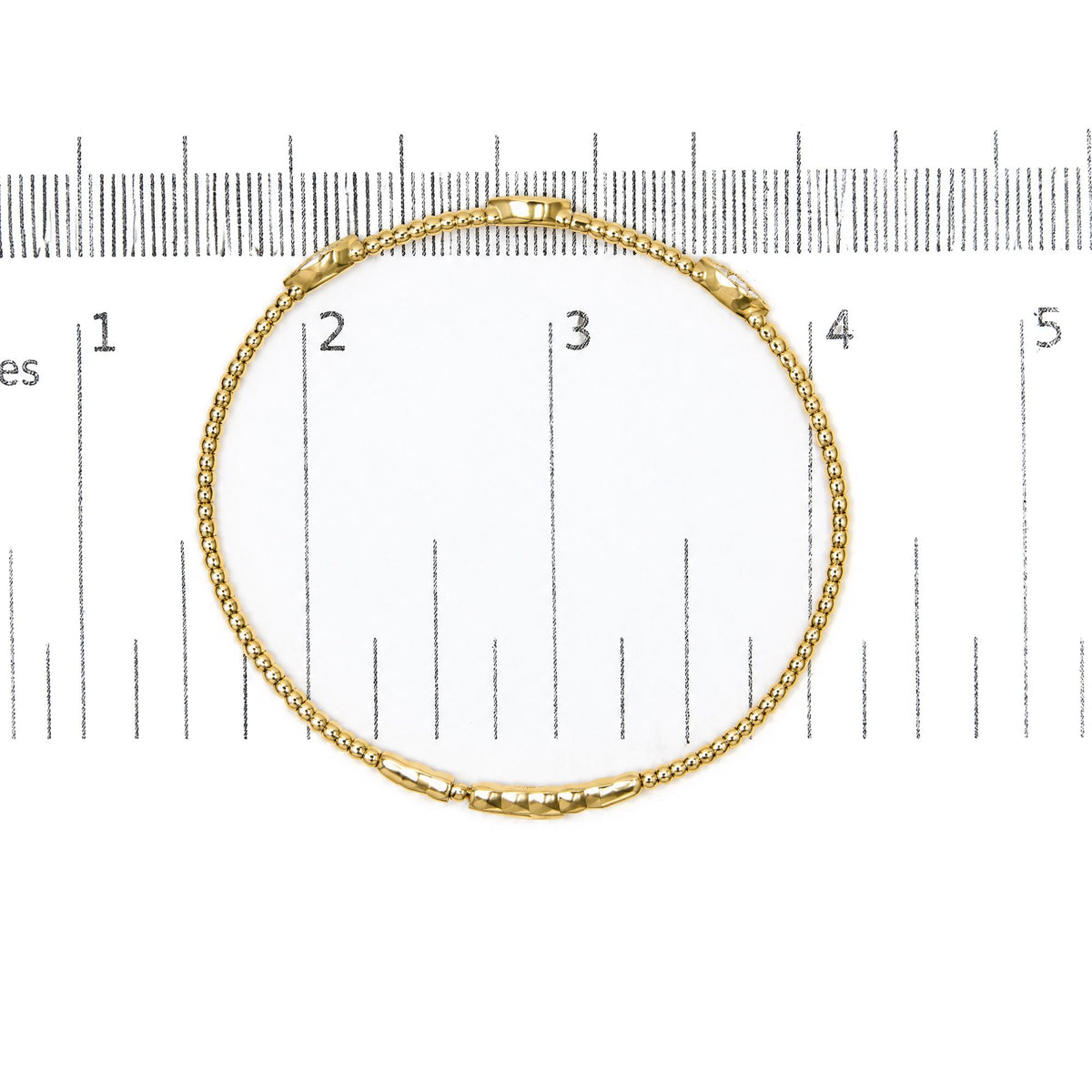14K Gold 1/6 Cttw Lab-Grown Diamond Marquise Station Beaded Flexible Bangle Bracelet