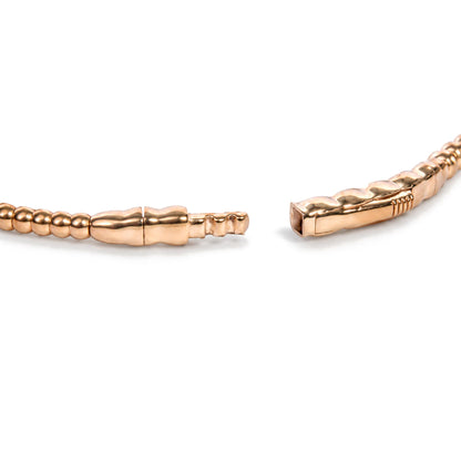 14K Gold 1/6 Cttw Diamond Marquise-Station Beaded Flexible Bangle Bracelet